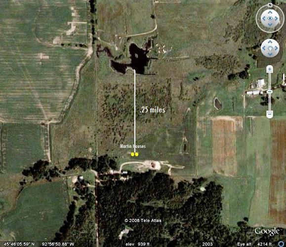 This is another aerial picture showing the location of a moderately sized pond to the north of my site.